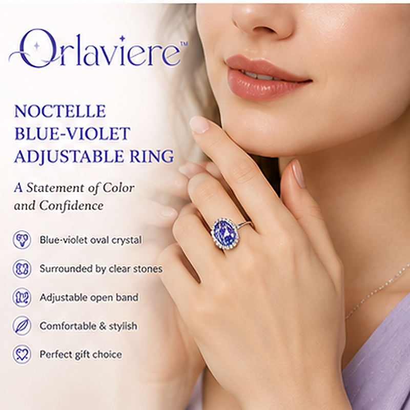 Orlaviere™ Noctelle Blue Violet Adjustable Crystal Statement Ring