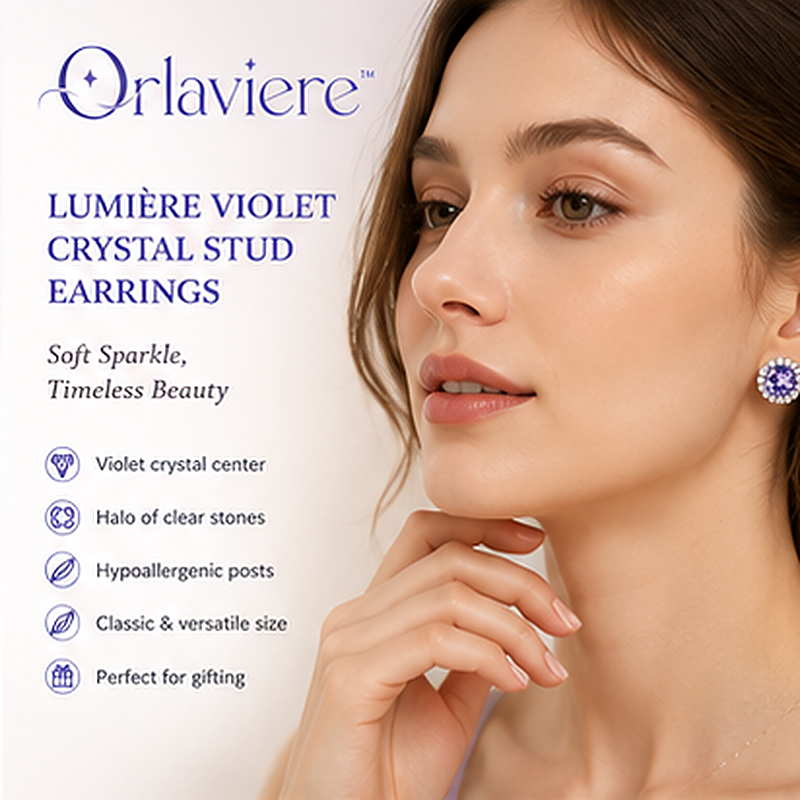 Orlaviere™ Lumière Violet Crystal Halo Stud Earrings