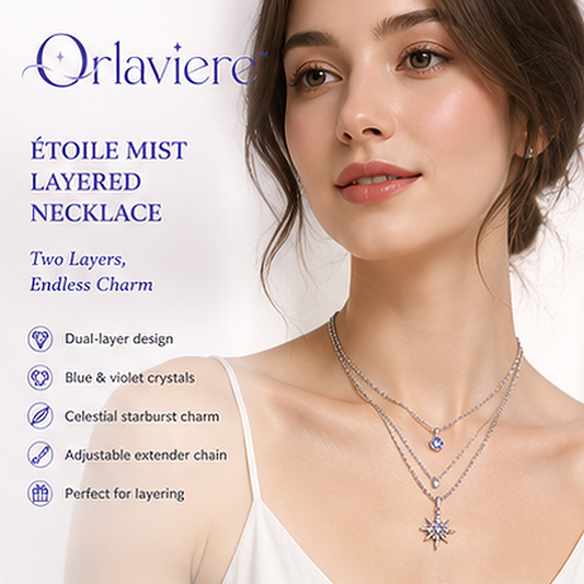 Orlaviere™ Étoile Mist Layered Blue Crystal Star Necklace