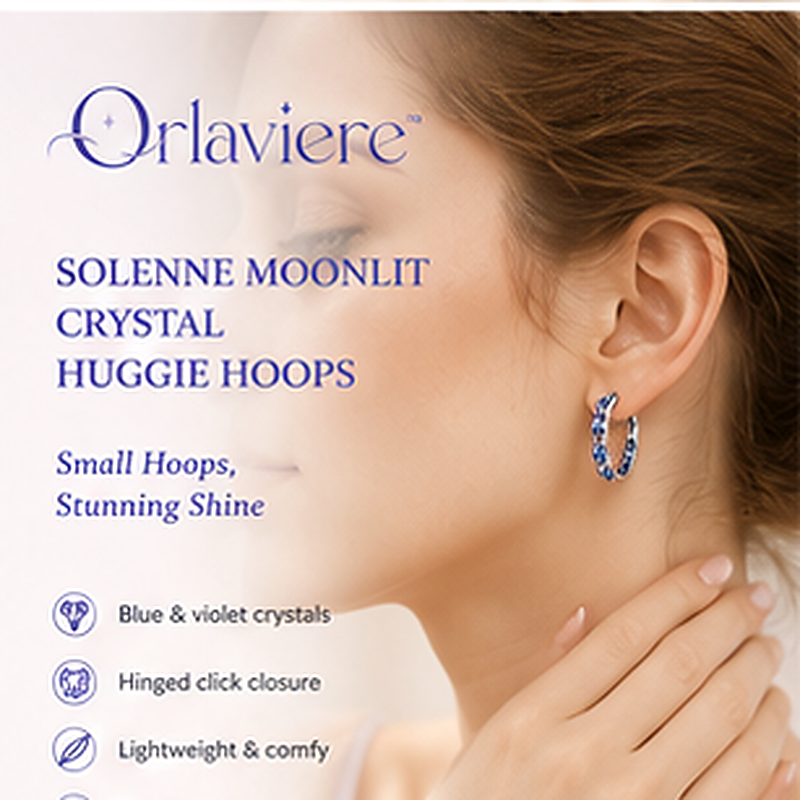 Orlaviere™ Solenne Blue Violet Crystal Huggie Hoop Earrings