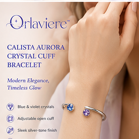 Orlaviere™ Calista Aurora Blue Purple Crystal Open Cuff Bracelet